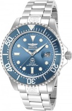 Invicta Men 47mm Grand Pro Diver AUTOMATIC Quartz Blue Dial Silver Tone SS Watch