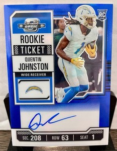 QUENTIN JOHNSTON 2023 CONTENDERS OPTIC BLUE ROOKIE TICKET CHARGERS 29/75 AUTO