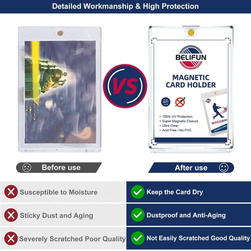 20-Pack One Touch Magnetic Card-Holders - 35PT Trading Card Holders, UV Prote... - Picture 3 of 6
