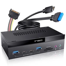 5.25" 10Gbps USB 3.2 Front Panel Card Reader with Audio Ports - SD/microSD In...
