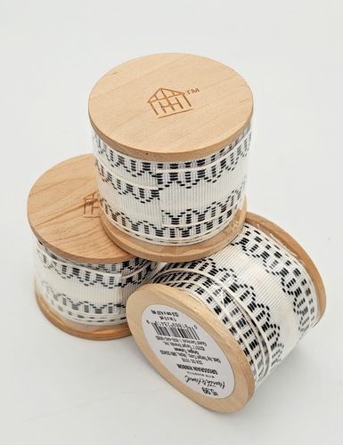 Lotto di 3 Bobine -Cuore e Mano con Nastro Magnolia Grosgrain (1") -Crema/Nero - Foto 7 di 8