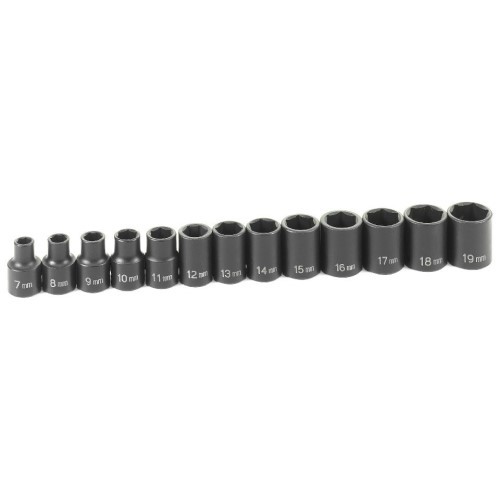 Grey Pneumatic 3/8" Drive Standard Length Impact Socket Set, Metric, 13pcs - Picture 2 of 2