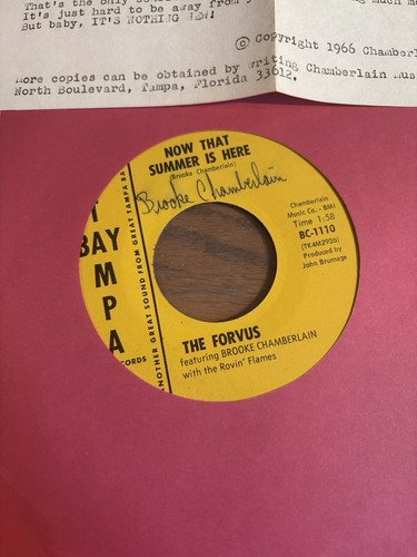 FORVUS / Brooke Chamberlain Now That Summer Is Here/ It’s Nothing New 45 Signed