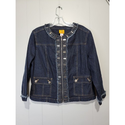 Ruby Rd. Women's Denim Jean Long Sleeve Jacket With Metal Accents Size 14 - Picture 1 of 4