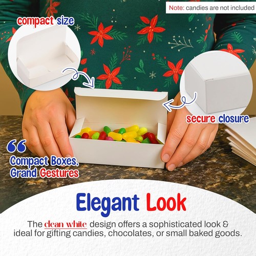 20er-Pack weiße Süßigkeiten & Schokolade Geschenkboxen 5"x2,25"x1,25" extra klein - Bild 3 von 4