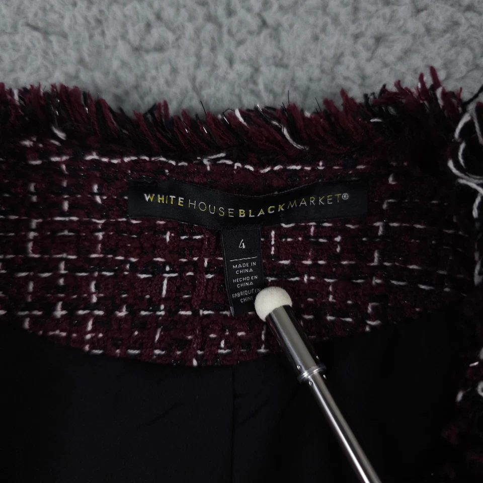 Blazer Casa Blanca Mercado Negro 4 Rojo Negro Tweed Flecos Metálicos Peplum Carrera Foto 3 de 4