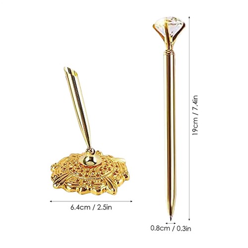 Wedding Pens for Guest Book Gold Metal Pens Fancy Gem Pen Decor Gift for Wedding - Bild 6 von 12