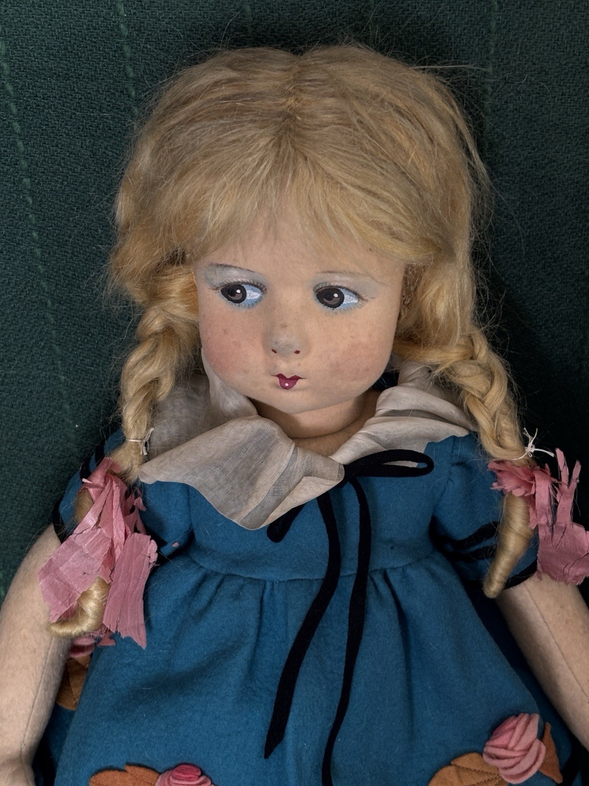 Vtg 1930s Lenci Type Italian Felt Doll 20&rdquo; All Original Or