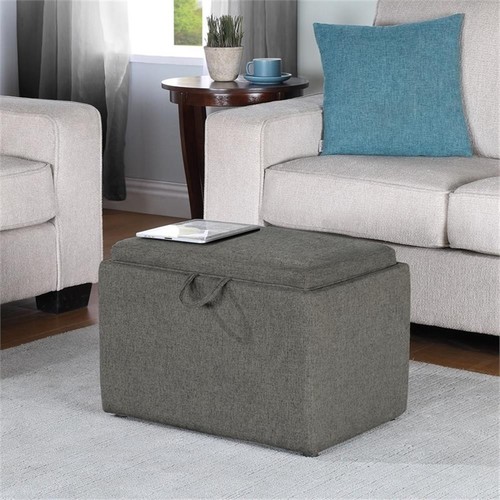 Pemberly Row Accent Storage Ottoman with Reversible Tray in Gray Fabric - Bild 4 von 14