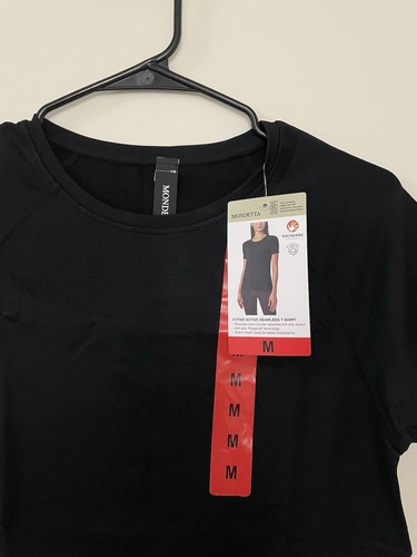 Mondetta Women's Short Sleeve Fitted Active Seamless T-Shirt Black Medium - Picture 3 of 3