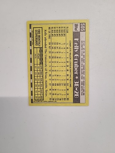 Tarjeta de béisbol MLB Toronto Blue Jays 1990 Topps #505 Kelly Gruber autógrafo automático - Imagen 2 de 2