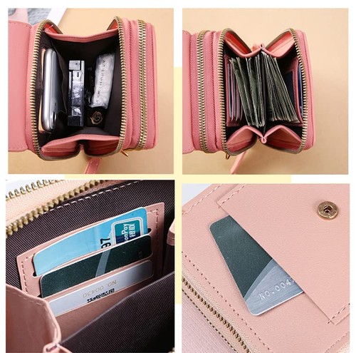 Anti-Theft Leather Bag,Small Crossbody Cell Phone Purse Wallet for Dark Red - Picture 3 of 6