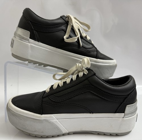 Vans Old Skool Apilado Negro Brillante Plataformas Zapatos EE. UU. Talla Mujeres 6 Hombres 4.5 - Imagen 2 de 11