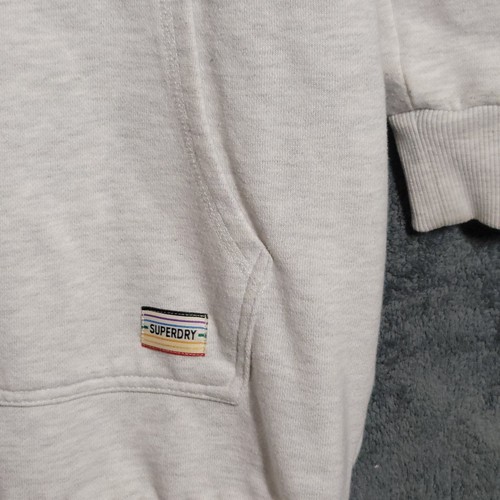 Superdry Hoodie Dress Womens Size 4 Gray Rainbow Trim Spellout Logo Japanese - Picture 5 of 12