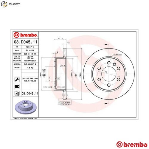 2x BRAKE DISC 08.D045.11 FOR MERCEDES-BENZ SPRINTER/4-t/Van/35-t/Tourer/Bus 2.1L - Picture 1 of 10