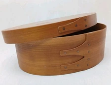 Vintage Wood Shaker Box 7" Oval Shape 3 Finger