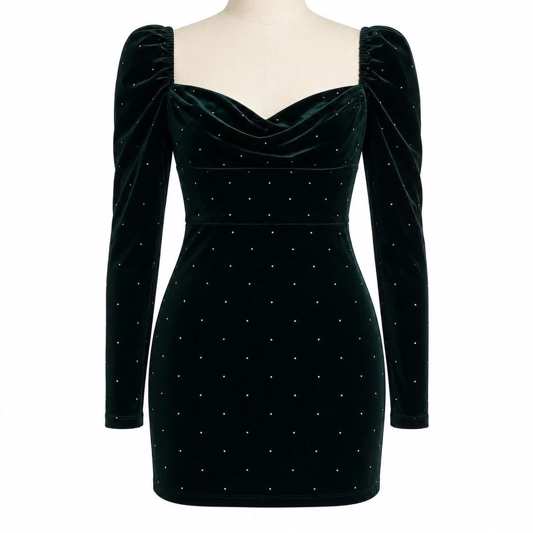black velvet sweetheart long-sleeve mini dress ASOS DESIGN long sleeve sweetheart neckline mini dress in black velvet