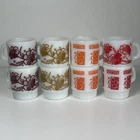 Vintage Anchor Hocking Milk Glass Mugs Set of 8 – Floral & Mod Retro Prints USA