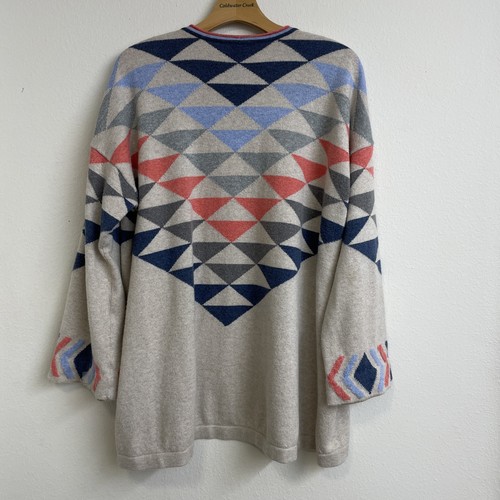 J.Jill Cardigan Sweater Womens Large Beige Natural Southwestern Cotton **READ - Picture 4 of 18