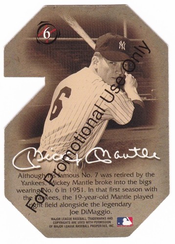 Mickey Mantle 1997 Scoreboard Mantle Promos #6 NY YANKEES Promo New York - Bild 4 von 10