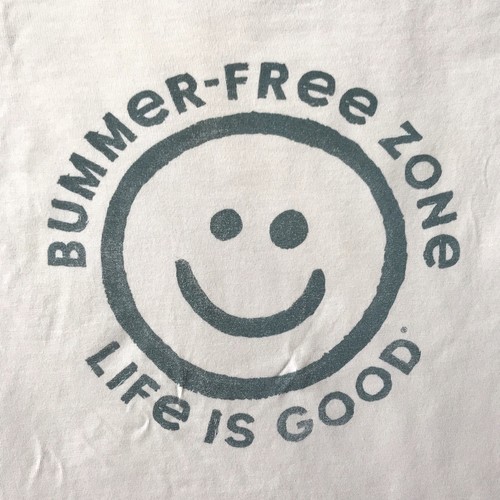 Life Is Good SS Shirt Crusher Tee BUMMER FREE ZONE Smiley Face Beige Womens S - 第 3/9 張圖片