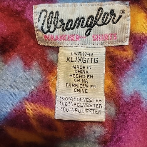 Wrangler Aztec Flannel Shirt Womens Extra Large Wrancher Blouse Top - Picture 7 of 11