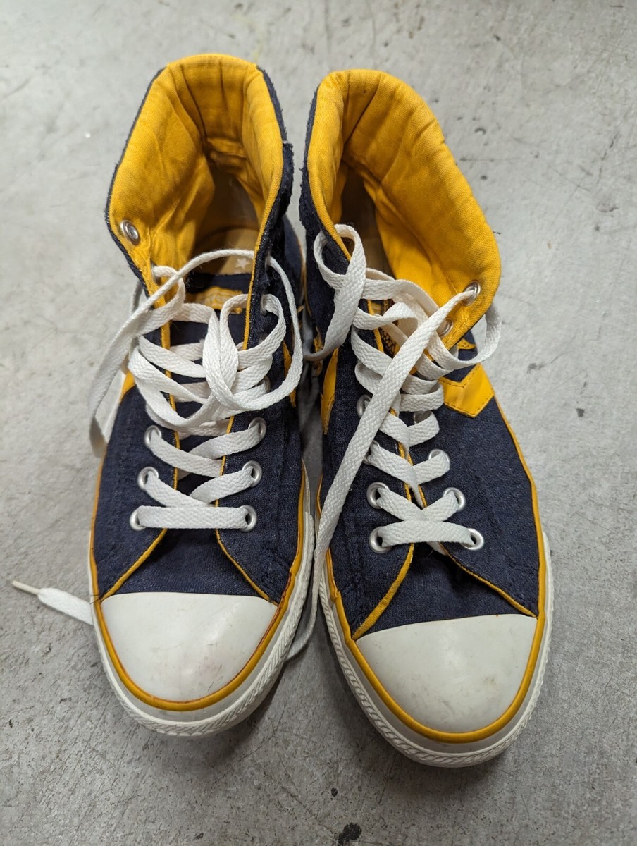 CONVERSE Star Player Mens Mid Ankle Basketball Boots Navy Blue Gold Size 7.5