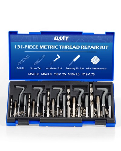 131PCS Helicoil Type Thread Repair Kit rethread Stripped Metric M5 M6 M8 M10 M12 - Picture 1 of 9