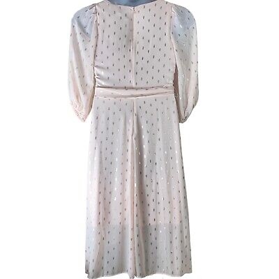 DKNY Size 6 Dress Pastel Pink Gold Shimmer Puff Sleeves V DKNY Size 6 Dress Pastel Pink Gold Shimmer Puff Sleeves V