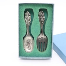 Vintage Web Silver Co Pewter Baby Spoon  Fork Winnie the Pooh  