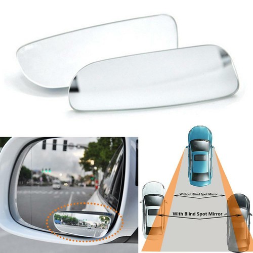 2xCar Blind Spot Adjustabe Mirrors Frameless 360 Degree Rotate Sway Glass Convex