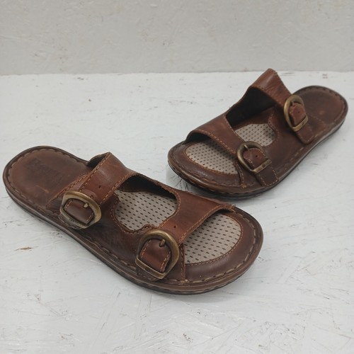 Born Sandalen braun Leder offene Zehenpartie doppelte Schnalle Damen 7M