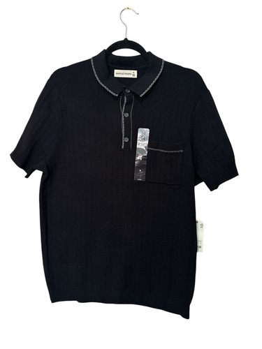 NWT!!! Mutual Weave Mens Short Sleeve Pullover Sweater Size M Black