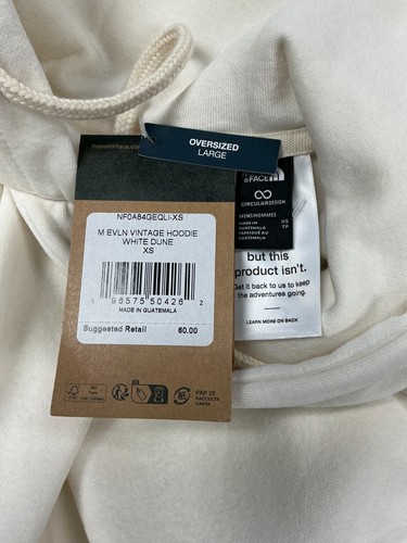 The North Face Men's Size XS Evolution Vintage Hoodie Dune White NWT - Picture 5 of 6