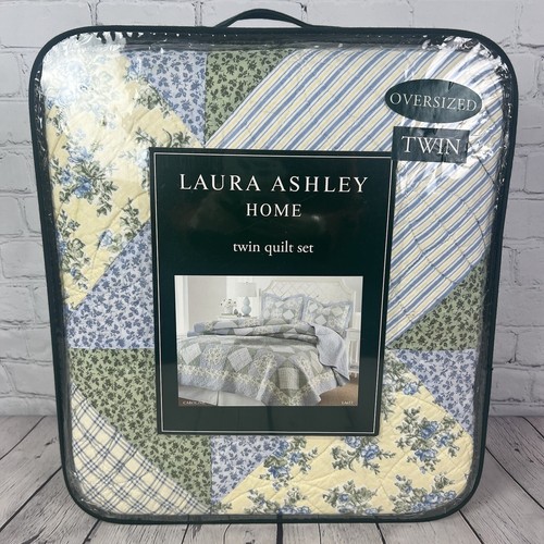 Laura Ashley Home Caroline 68x88 Oversized Floral Twin Quilt Patchwork Rare - Picture 1 of 9