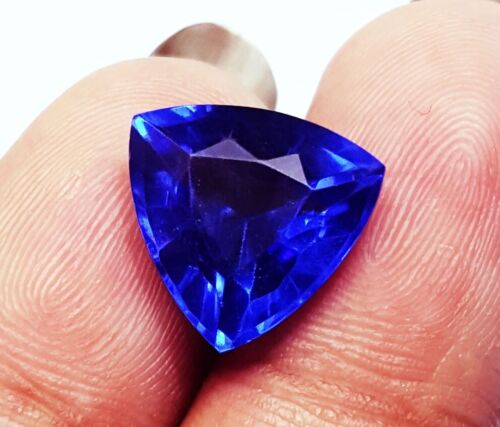 Natural Blue Sapphire 9.65 Ct Loose Gemstone Trillion Shape with Certificate - Picture 4 of 6