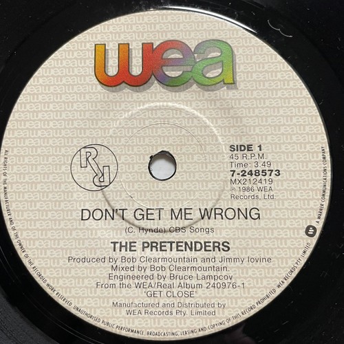 The Pretenders Don’t Get Me Wrong / Dance! Vinyl Record 7” 45 RPM 7-248573 wea - Picture 14 of 24