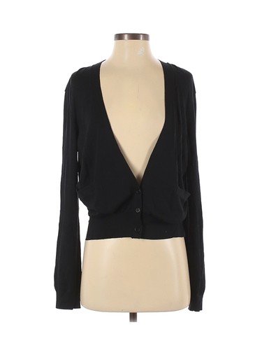 BCBGMAXAZRIA Women Black Silk Cardigan S