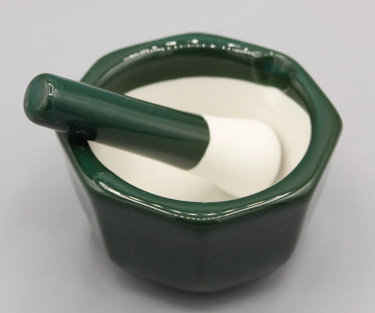 Vintage Porcelain Mortar & Pestle Small 2" Tall Green Japan Asia Apothecary