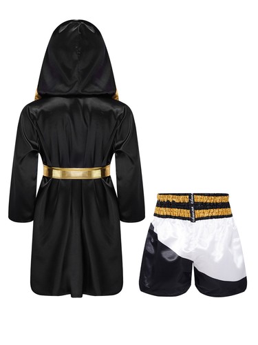 Kids Boys Sets With Belt Suit Open Front Outfit Patchwork Costume Shorts Robe - Picture 14 of 44