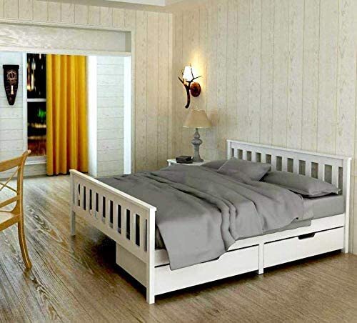 Solid Pine Wood Bed Frame White Wooden Single & SmallDouble Bedroom Furniture UK - Picture 106 of 168
