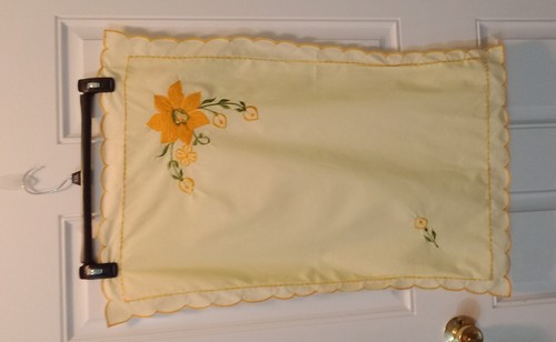 NOS King Floral Pillow Sham Yellow Orange Embroidered Bed Sofa Cottage Core Sham - Picture 3 of 5