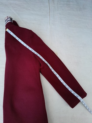 Burberry Wool Jacket Womens 10 Burgundy GEVELL Nova Check lining Made Spain EU42 - Picture 17 of 23