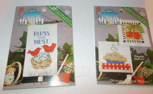 2 CROSS STITCH MAGNET KITS 1 BLESS THIS NEST & 1 CHERRY PIE - Picture 3 of 5