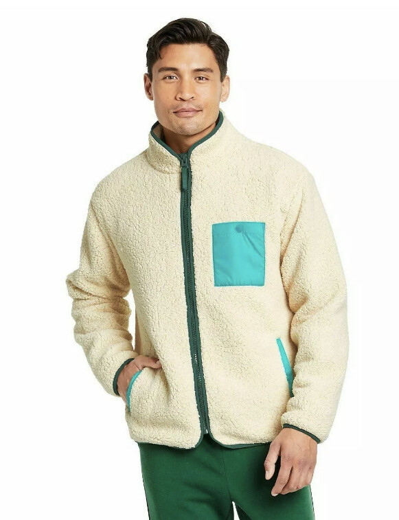 LEGO X Target Men's Sherpa Zip Up Jacket Cream White Size Large