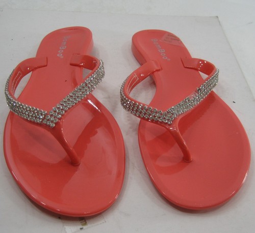ORANGE flip flop bow Beach Cute jelly Sandal girl Size 4 - Picture 2 of 4