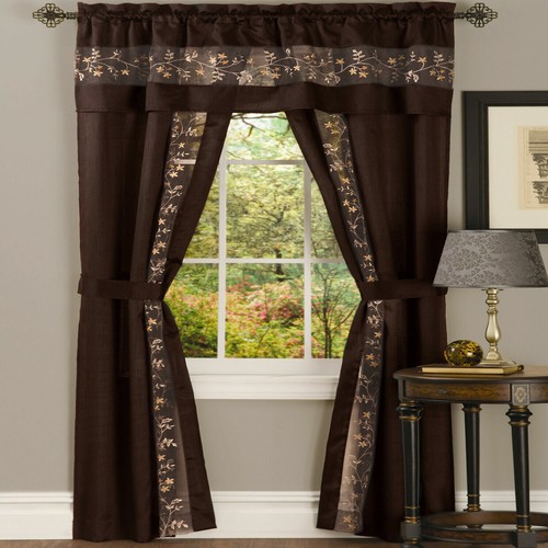Complete 5 Pc Window in a Bag Floral Sheer Curtain Set - Assorted Colors & Sizes - Picture 4 of 13