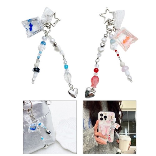 Portable Fashion Fish Keychain Bead Keyring Bag Pendant for Bag and Phone - Zdjęcie 2 z 10