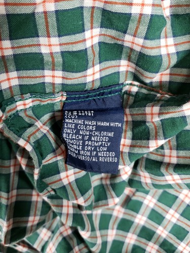 Tommy Hilfiger Mens XL Long Sleeve Button Up Shirt Green Orange Plaid Vintage - Picture 7 of 9