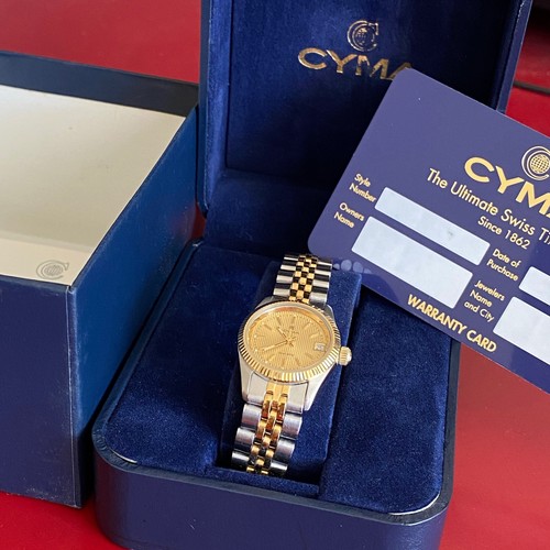 Vintage Women's Rare Swiss Cyma President Quartz Gold Dial bracelet Watch - Picture 5 of 6